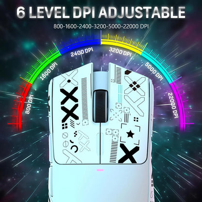 ATTACK SHARK X11 Wireless Gaming Mouse with RGB Magnetic Charging Dock, Wired/2.4G/BT, 22K DPI,Ultralight 59g Tri-Mode with Tape