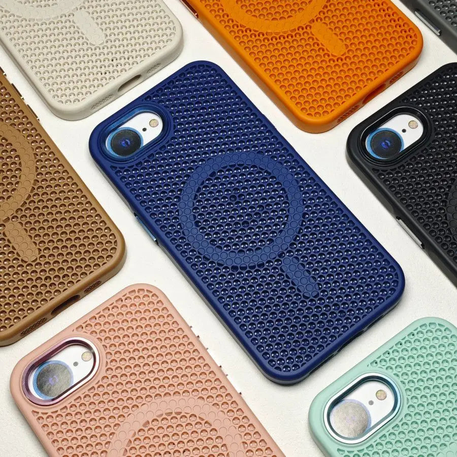 For iPhone 17E 16E Case New Heat Dissipation Honeycomb Hollow Breathable PC Cover For iPhone 17e Wireless Charging Funda