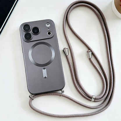 Luxury Crossbody Lanyard Magnetic Case for IPhone 17 16 15 14 12 13 11 Pro Max Plus for Magsafe Camera Protection Soft Cover