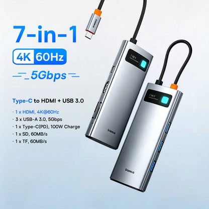 Baseus 13-in-1 USB C HUB to 2*HDMI 1*DP 4K@60Hz 1*VGA Quadruple Display USB 3.2 Adapter with RJ45 SD TF 3.5mm PD 100W Type C Hub