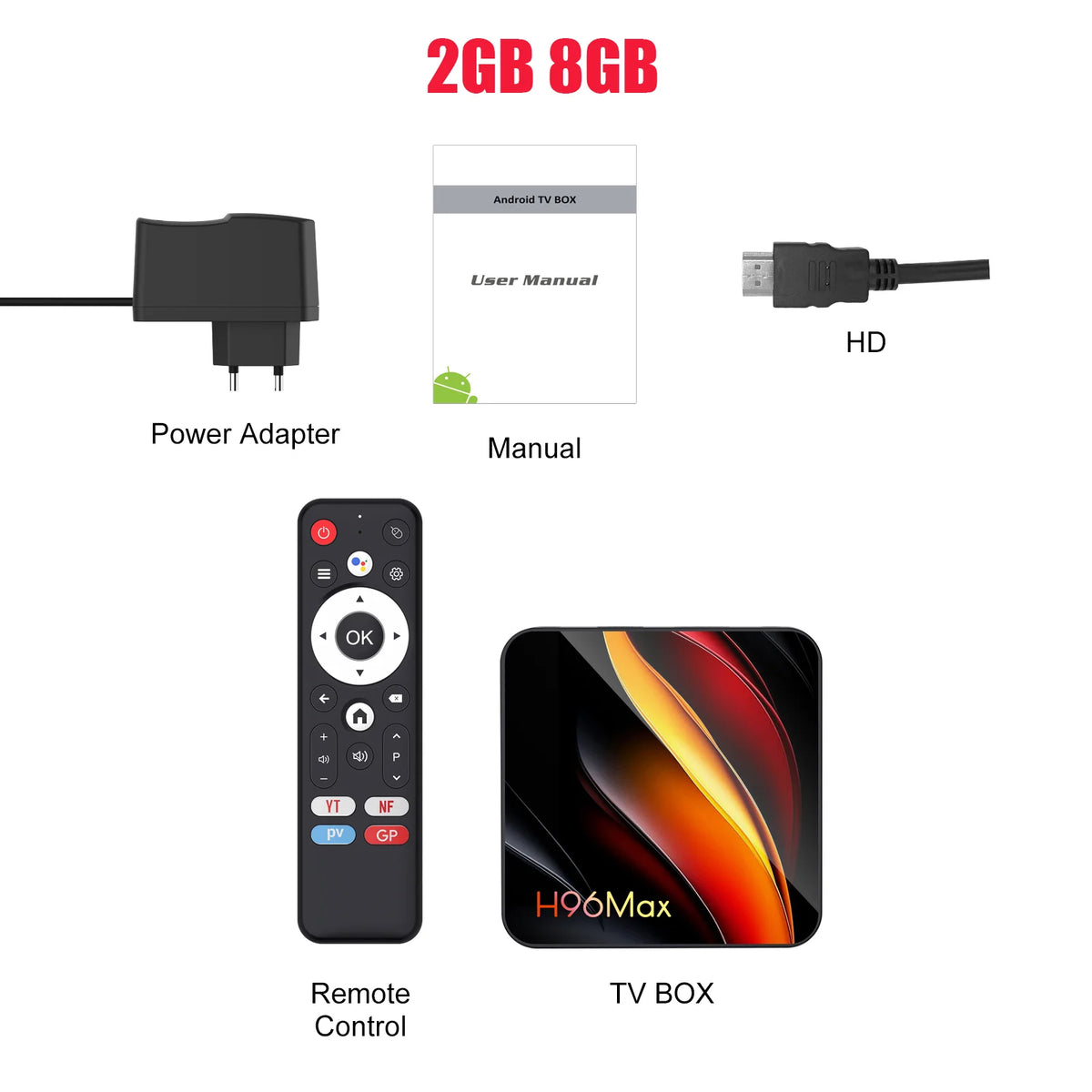 H96 MAX H313 Smart TV Box Android 14 TV Box 4K@60fps 100M/LAN Dual Wifi6 BT5.0 Google Voice Assistant Media Player Set Top Box