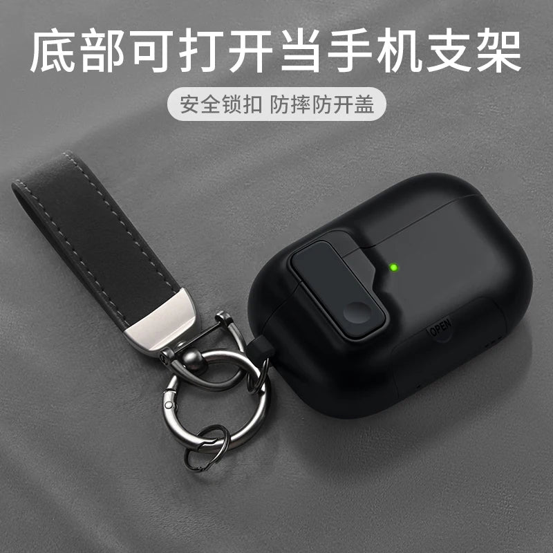 2025 New For AirPods Pro 3 Phone Stand Case Cover Magnetic Auto Lock TPU Shockproof Protective Sleeve With Hook for AirPods Pro3