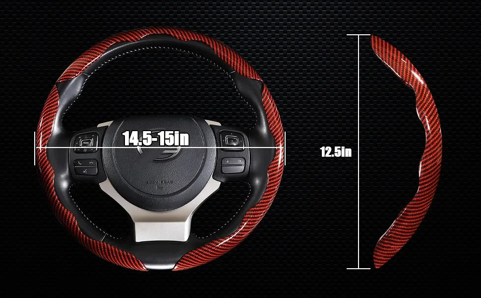 Carbon Fiber Non-slip Protective Cover Segmented Car Steering Wheel Cover Car Styling Accessories 38cm Universal