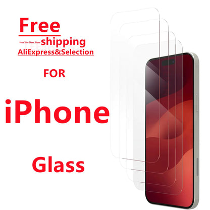 4PCS Full Cover Tempered Glass For iPhone 17 16 15 14 13 12 11 Pro Max 16E Screen Protector For iPhone 13 12 Mini XR X XS MAX
