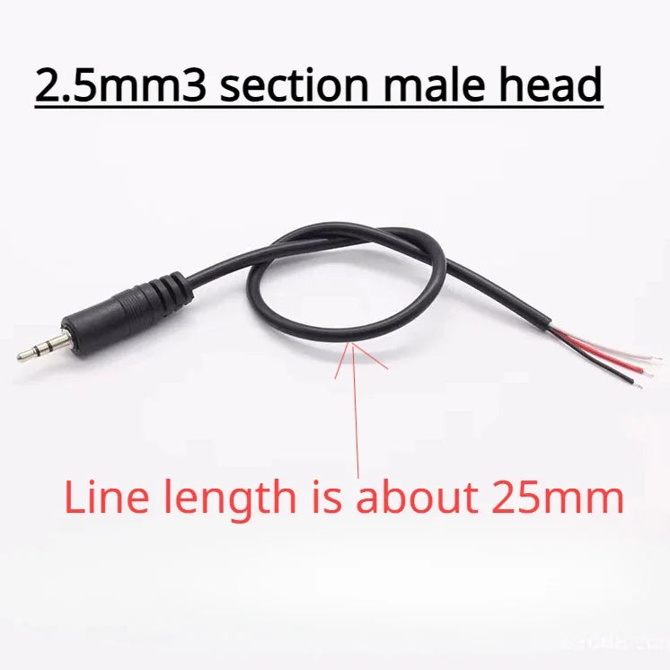 2.5mm 3.5mm 1/8'' Mono/Stereo Male Plug Female Jack Connector 2/3/4 Pole Pin AUX Extension Wire DIY Audio Headphone Repair Cable
