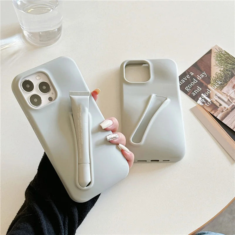 For iPhone 16 15 14 13 12 11 Pro Plus mini Max Xs XR 6 7 8 SE Lip gloss holder Silicone Soft Cover Case