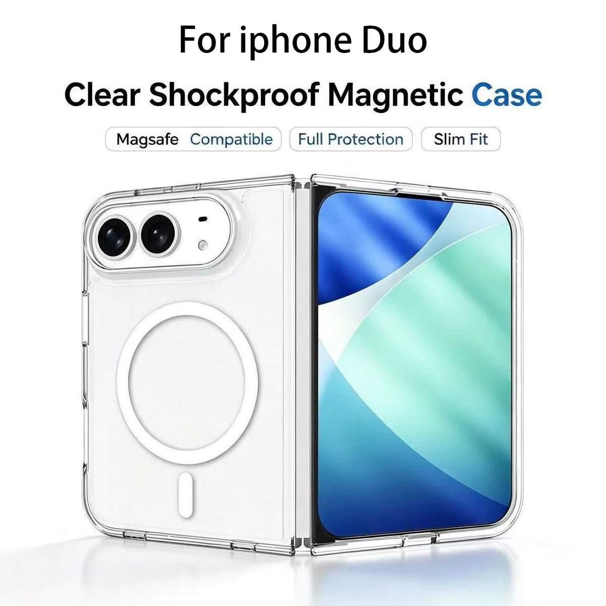For iphone Duo Crystal Clear for Magsafe Magnetic Fold Case For iPhone Duo Fold Ultra Clear for Wireless Charge Cover Case