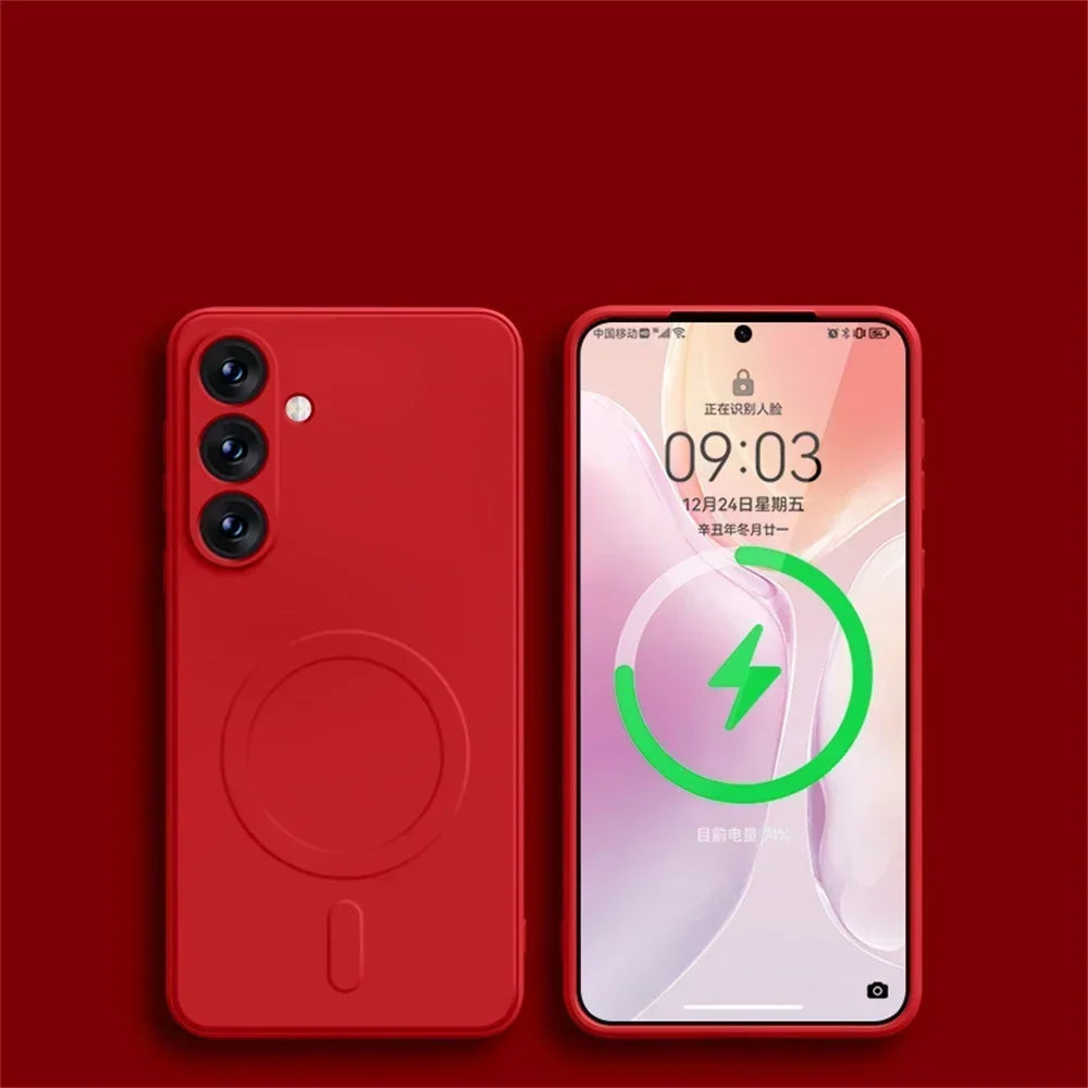 Original Liquid Silicone Magnetic Wireless Charge Case For Samsung Galaxy S26 S25 S24 S23 S22 Ultra For Magsafe Shockproof Cover