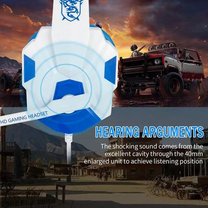 RGB LED Light Gaming Headsets With Mic Low Latency 3.5mm Wired Gaming Headphone For Computer PS4 PS5 Xbox Bass Stereo Earphones