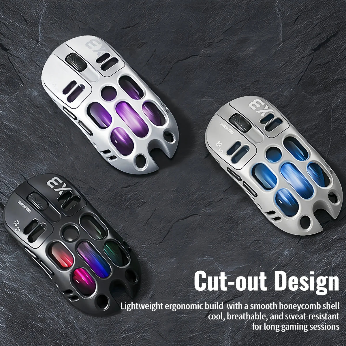 Wireless Gaming Mouse Tri-Mode BT5.1/2.4G/USB-C, 70g Lightweight RGB Rechargeable Mouse, 8000 DPI Sensor, 5 Programmable Buttons for PC Laptop