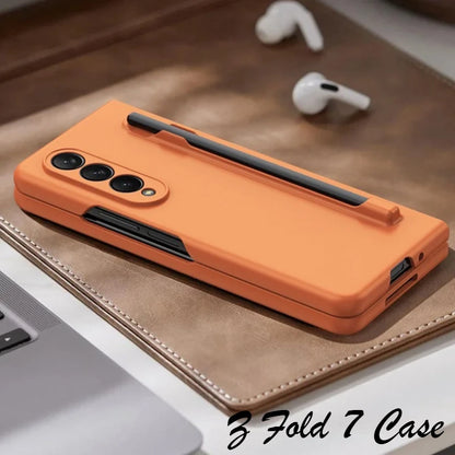 With Pen Slot Skin Feel Phone Case for Samsung Z Fold 8 Ultra 7 6 5 4 3 Hard PC Shockproof Protection Cover for Galaxy Fold8Wide