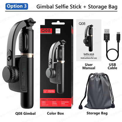 Q08 Handheld Gimbal Stabilizer Portable Selfie Stick with Bluetooth Remote for Samsung Xiaomi Smartphone iPhone Shooting Vlog