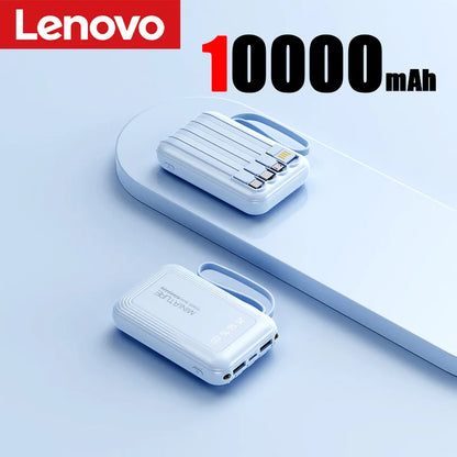 Lenovo Mini 500000mah Powerbank Super Fast Charging Led Digital Display 4 In 1 Built In Cables Power Bank For Iphone Samsung