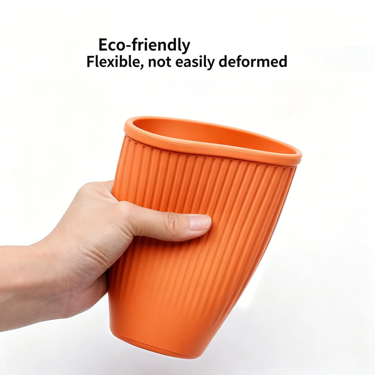 New Vertical Striped Silicone Car Trash Cup & Storage Bucket No Installation Needed Portable Waste Holder for All Auto Models