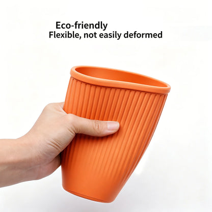 New Vertical Striped Silicone Car Trash Cup & Storage Bucket No Installation Needed Portable Waste Holder for All Auto Models