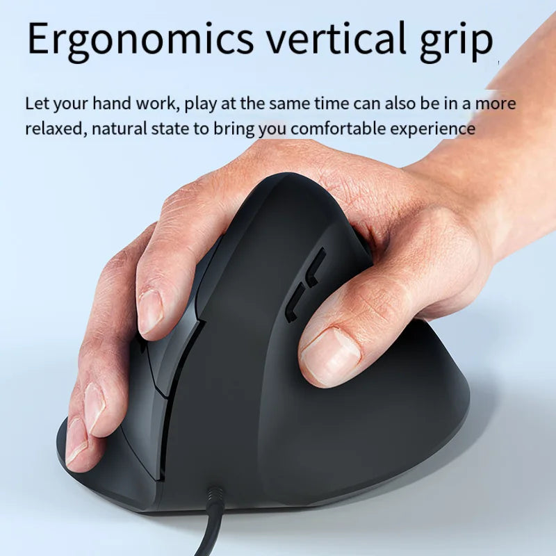 Wired Right Hand Vertical RGB Mouse Ergonomic Gaming Mouse 1600DPI USB Optical Wrist Healthy Mause for PC Computer