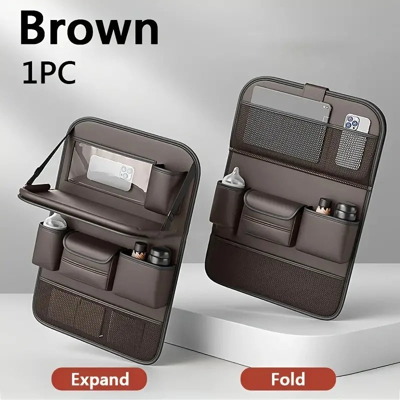 1Pcs 2026 New Car Seat Back Organizer Storage Bag Foldable Tray Tablet Holder Tissue Box for Auto Back Seat Travel Accessories