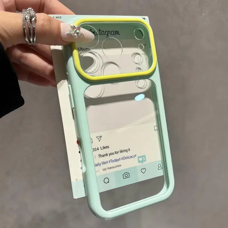 Luxury Candy Color Contrast Transparent Case for iPhone 17 16 15 18 Pro Max 14 11 12 13 Clear Ultra Slim Shockproof Ins Cover