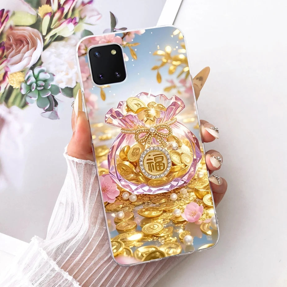 For Samsung Galaxy Note 10 Lite Case SM-N770F Luxury Flowers Painted Cover Soft Silicone Case For Samsung S10 Lite SM-G770F Bags