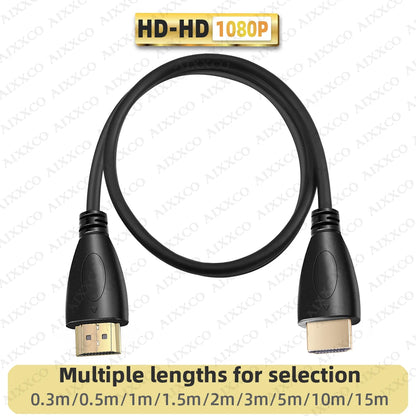 AIXXCO 0.5M 1.5M 1M 2M 3M 5M 10M Gold Plated HDMI-compatible Cable 1.4 1080p 3D Video Cables for HDTV Splitter Switcher