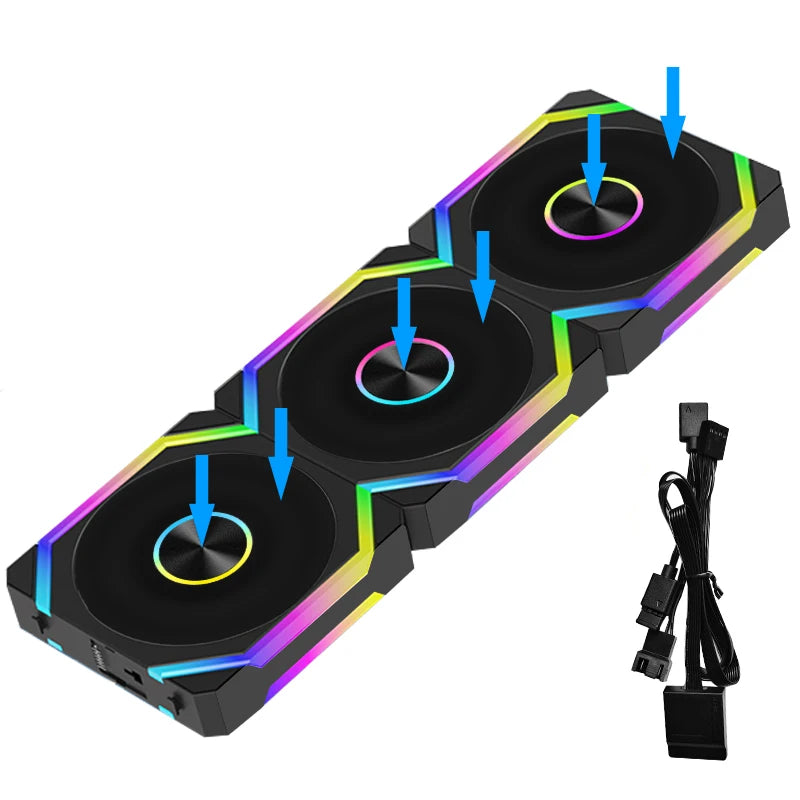 JUMPEAK CS120 ARGB Cooling Fan 360mm 240mm Modular Stackable Splicing Silent 120mm RGB Fans Kit For Gaming PC Case Water Cooler