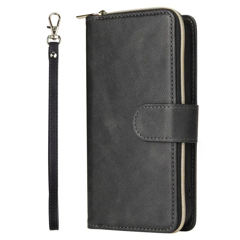 For Samsung S25 S24 S23 S22 S21 S20 FE 5G Zipper Wallet Leather Case For Samsung Galaxy S26 Ultra Note 20 10 Lite S9 Plus Etui