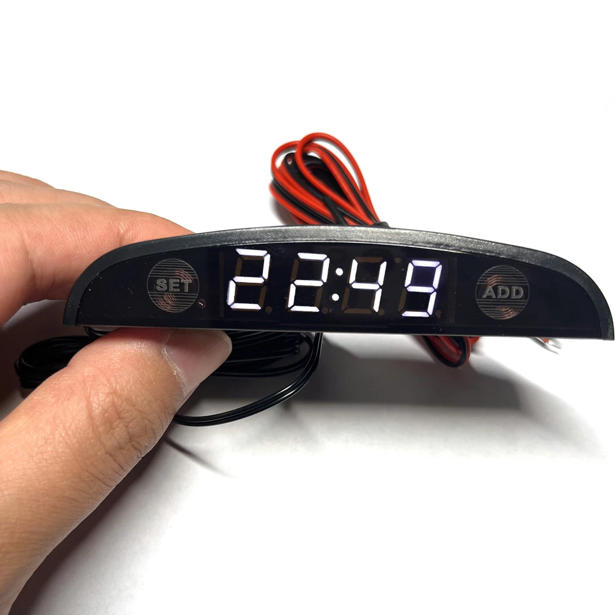 White Red Blue Green 12-24V Moon Type Thermometer Voltmeter Clock LED Display Car Dashboard Clock Dual Temperature Sensor