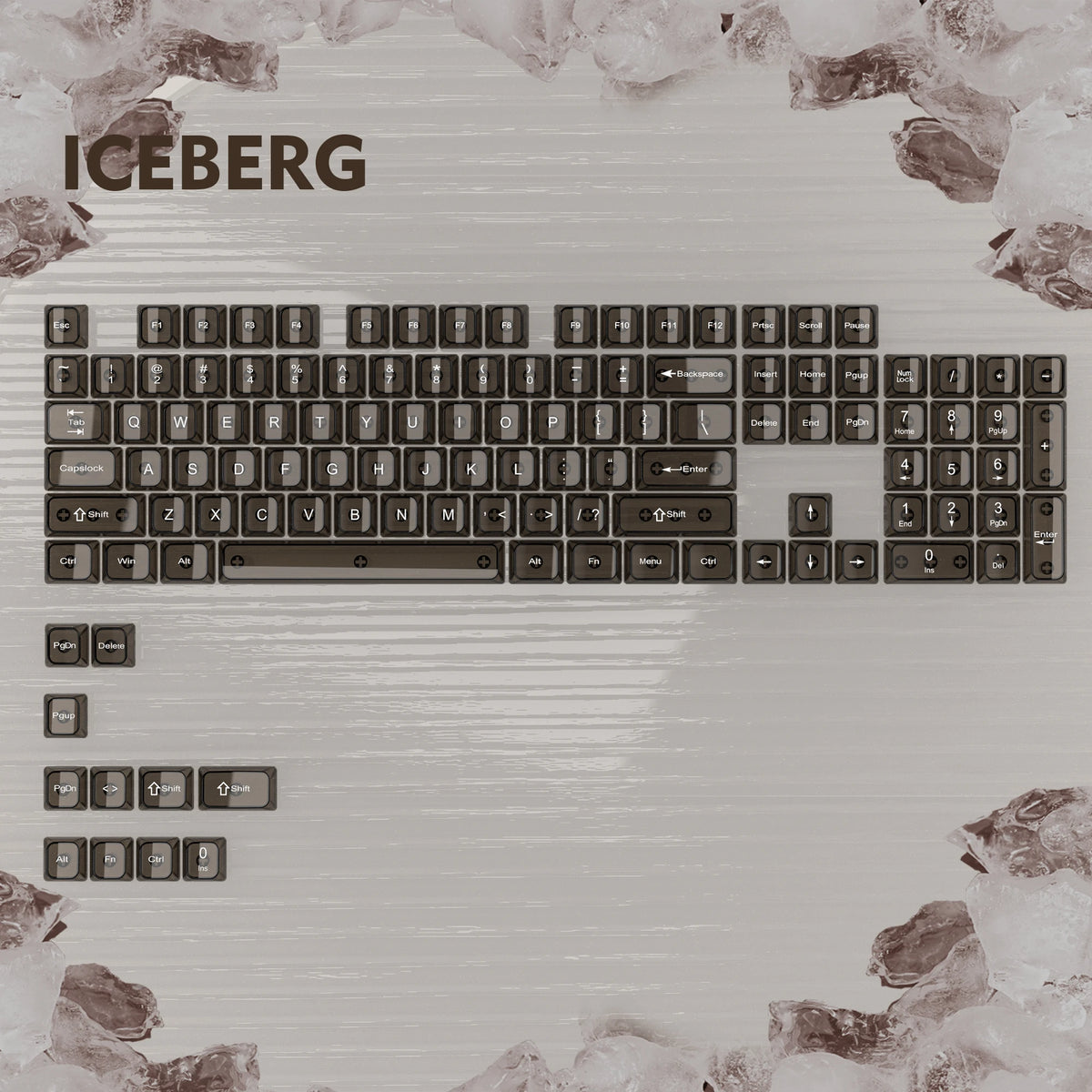 115 Keys Black Transparent Clear Keycaps Crystal Ceramic PC Keycap RGB Shine Through Key Cap MDA Profile for MX Switch Keyboard