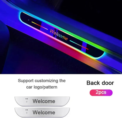 New Customized Car Door Threshold Sill Strip Light Logo Lamp Free Wiring LED RGB Welcome Scuff Plate Decorative Pedal Light