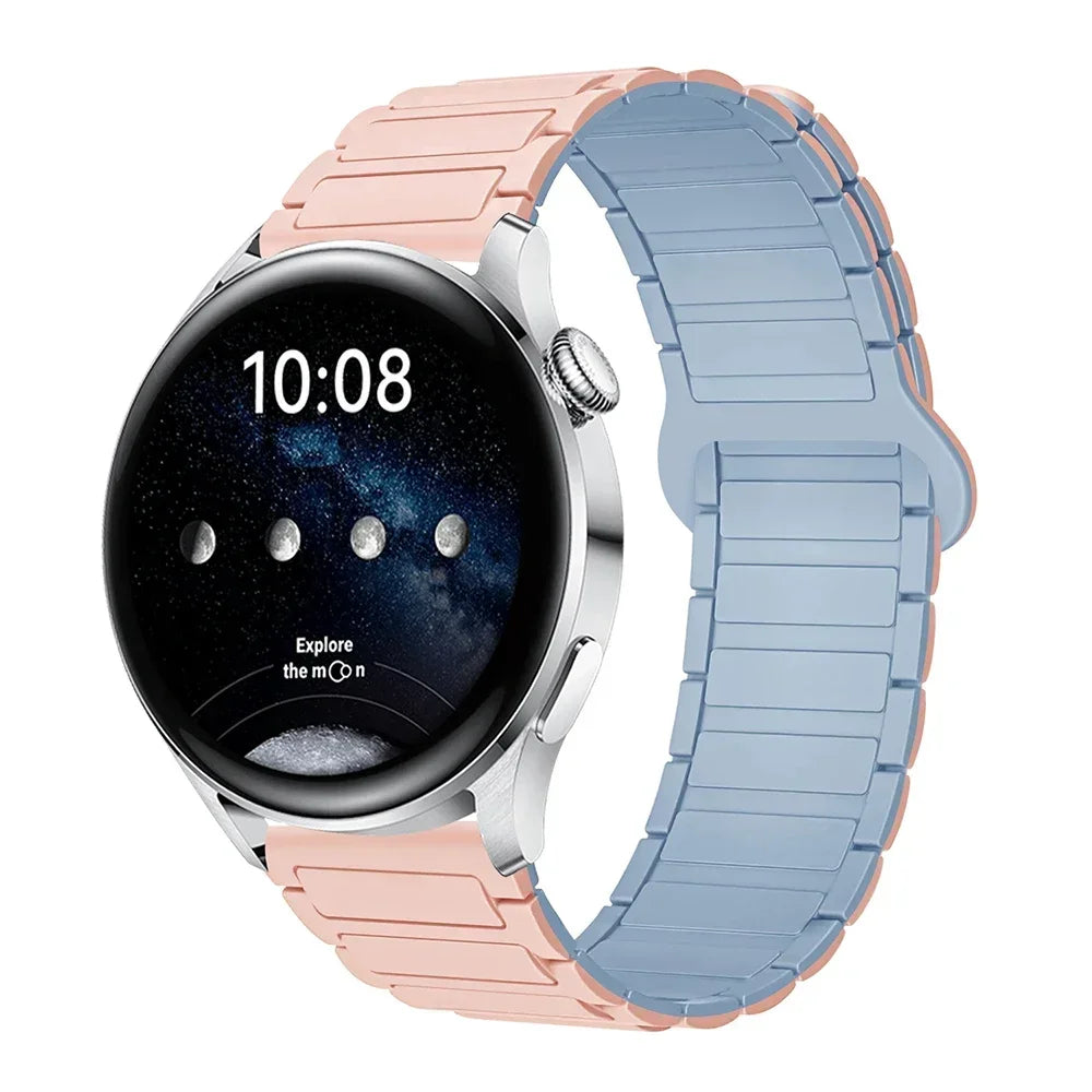 18mm 20mm 22mm Magnetic Loop Band for Samsung Galaxy Watch 7/6/5 Pro/4/Classic Silicone Link Bracelet Huawei GT 2-2e 3-4 Strap