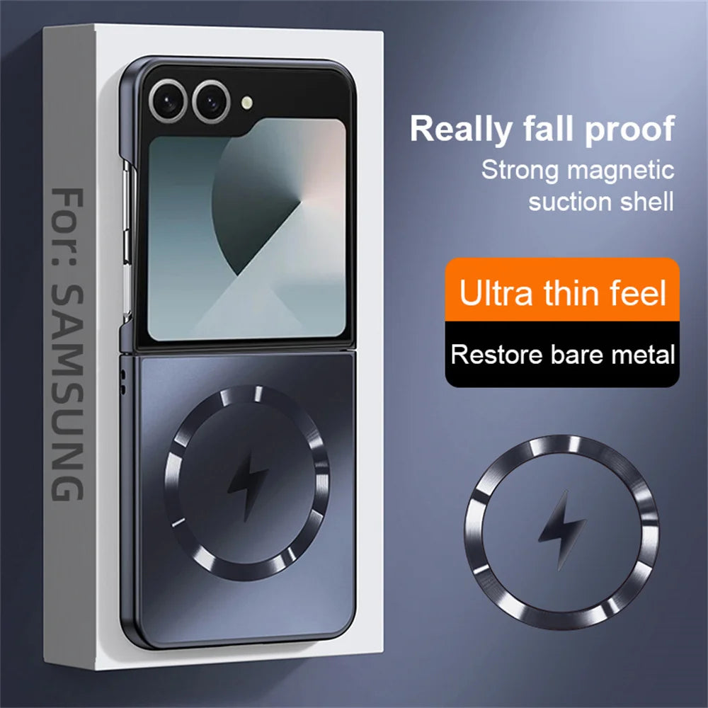 Luxury For Magsafe Matte Frosted AG Magnetic Phone Case For Samsung Z Flip 8 7 FE 6 5 ZFlip 4 3 Wireless Charge Protective Cover