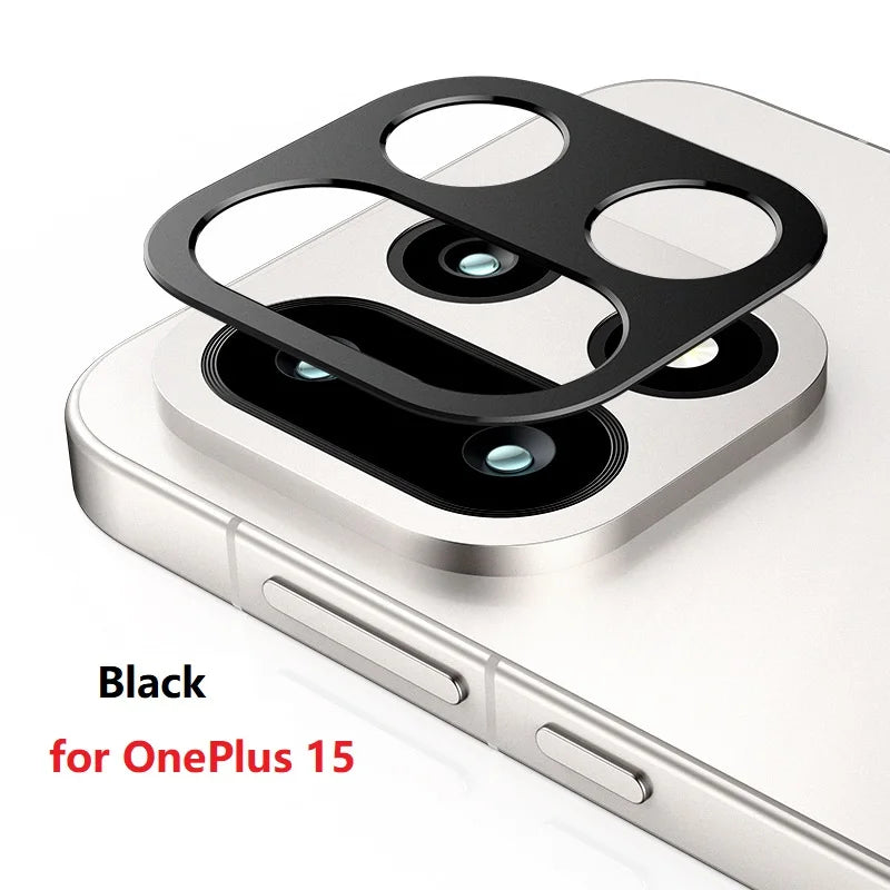 for OnePlus 15 Camera Bezel Cover Anti Scratch Black Metal Film Super Slim Hollow Lens Protector Cap Sticker