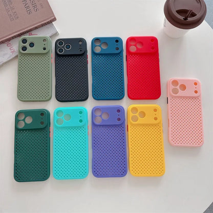 Heat Dissipation Breathable Cooling Phone Case For iPhone 17 Air 16 16e 15 14 13 12 Mini 11 Pro Max Plus Soft Silicone Cover