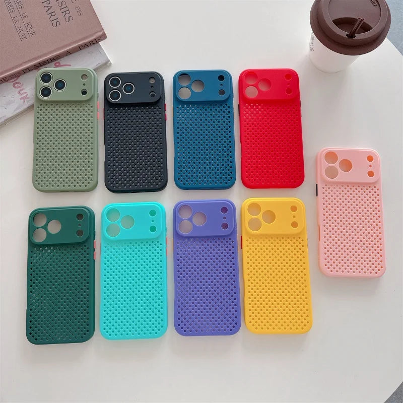 Heat Dissipation Breathable Cooling Phone Case For iPhone 17 Air 16 16e 15 14 13 12 Mini 11 Pro Max Plus Soft Silicone Cover