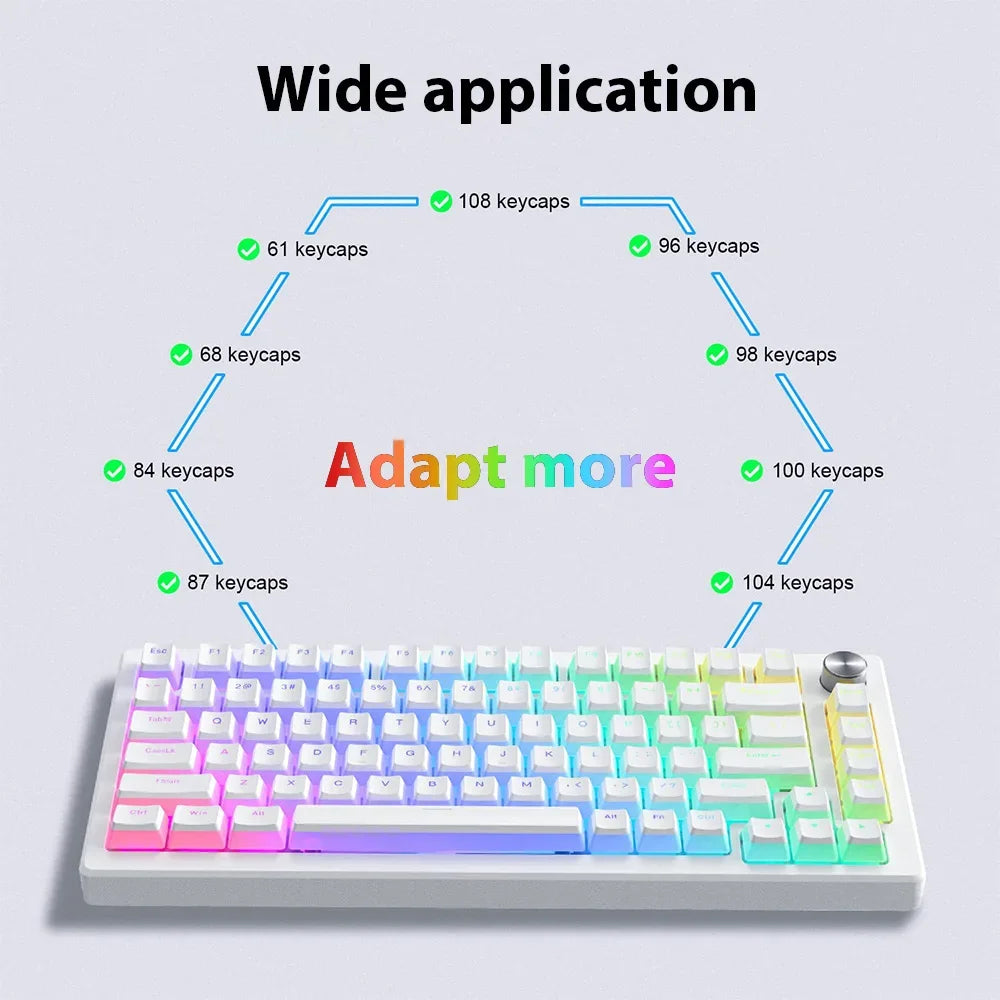 104 Keys Pudding Keycaps For Mechanical Keyboard PBT OEM Keycaps Jelly RGB Full Size 60% 70% 100% Small complete set of keycaps