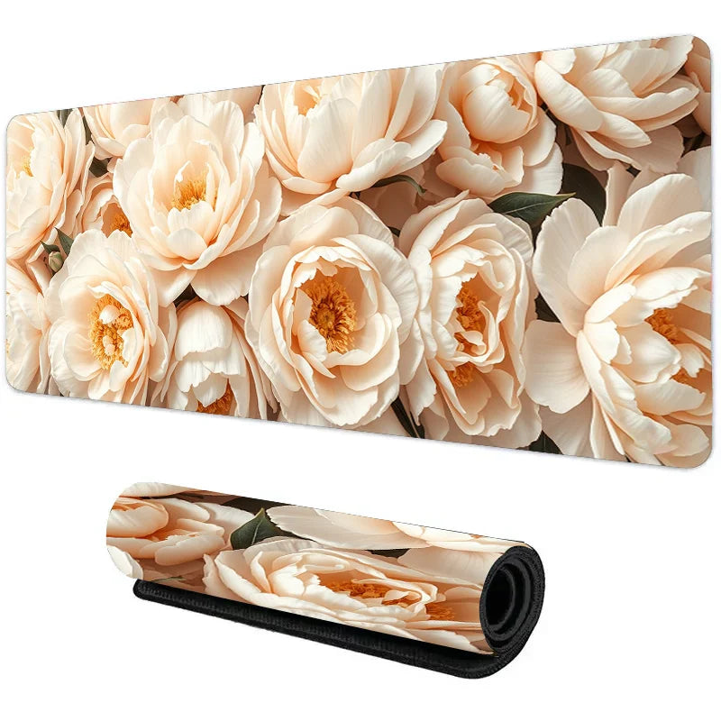 Botanical Green Floral Plant Mouse Pad Large Desk Pad Non-Slip Gaming accessories Mouse Mat Stitched Edges for Office and Home