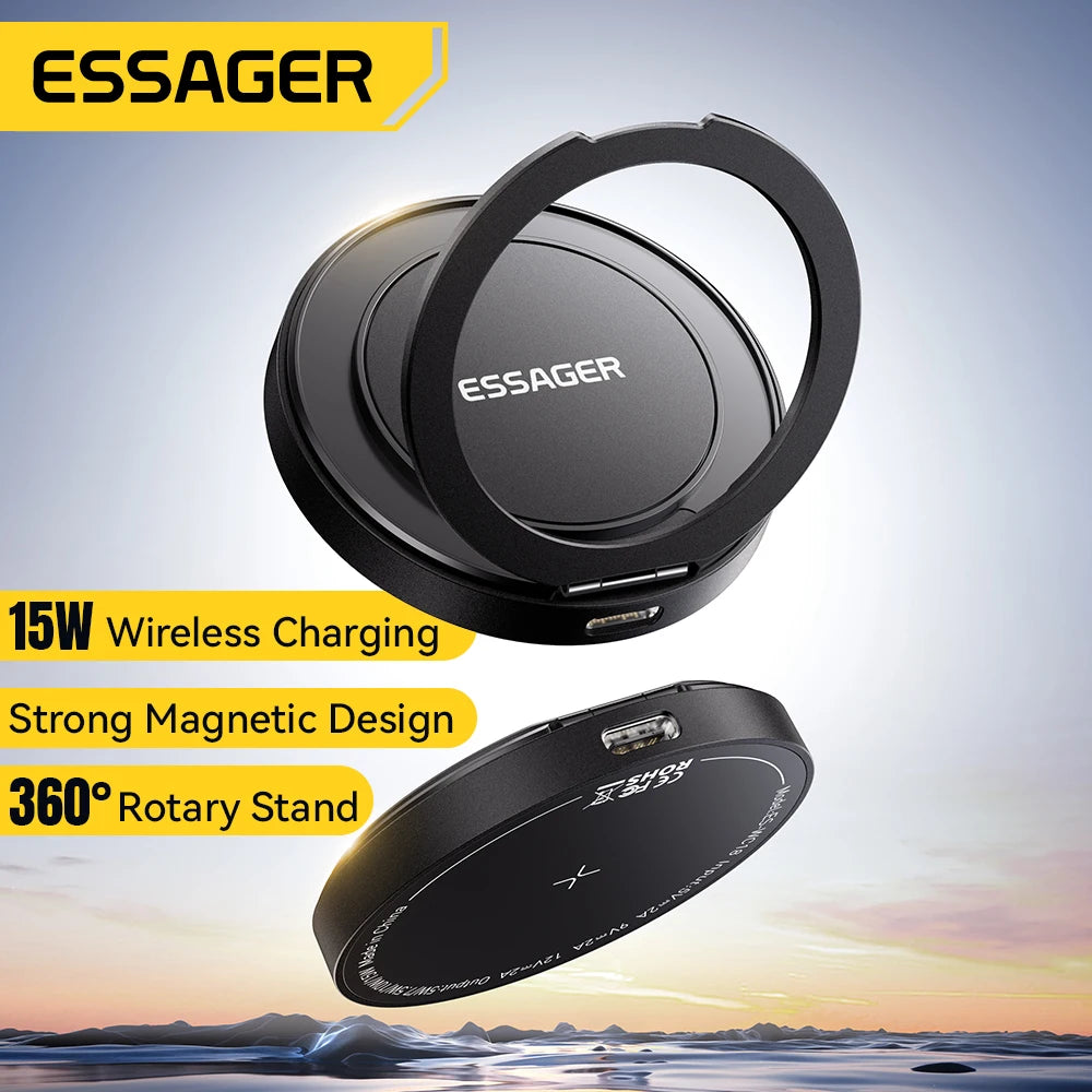 Essager Magnetic Wireless Charger 15W With Cable For iPhone 14 13 12 Pro Max Fast Wireless Charging For Samsung Xiaomi Earphones