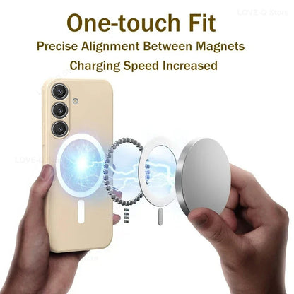 For Magsafe Magnetic Wireless Charge Case For Samsung Galaxy S25 S26 S24 S23 S 25 Ultra Plus FE Soft Cases Liquid Silicone Cover