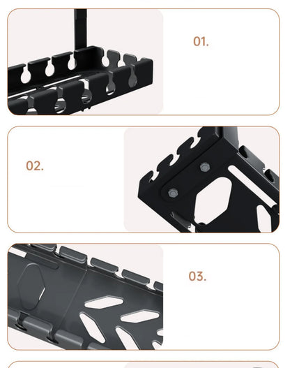 Under Table Storage Rack No Punching Metal Cable Management Tray Home Office Desk Wire Organizer Retractable Power Strip Storage