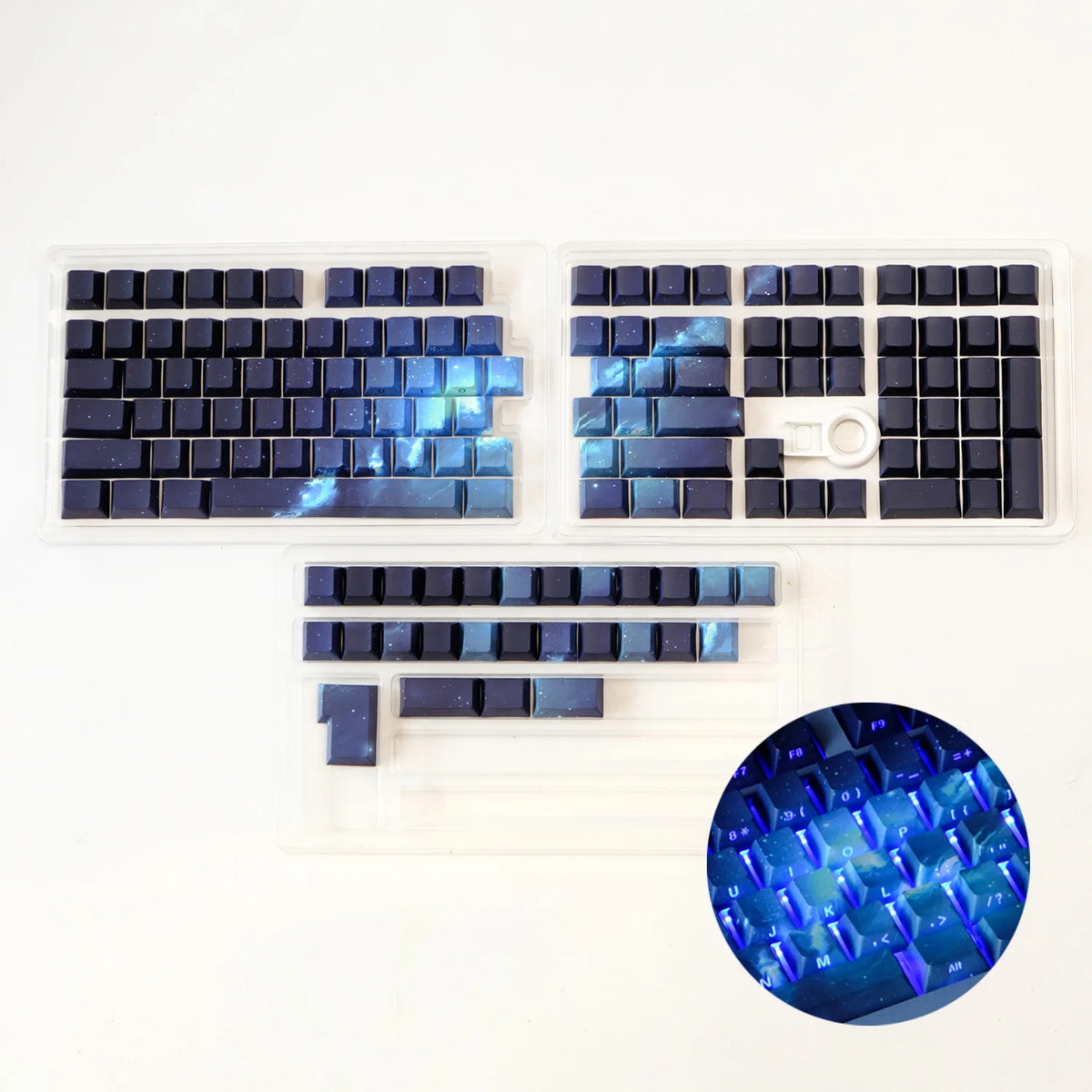 Kanagawa Themed Top/Side Printed RGB Backlit Keycaps 125 Keys Dye Sub PBT Keycaps Cherry Profile for Cherry MX Swtches Keyboard