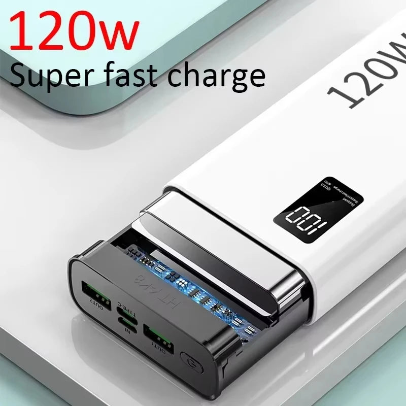 120W Power Bank 500000mAh Large Capacity Super Fast Charge Power Bank Portable Battery Charger For iPhone Samsung Huawei Xiaomi