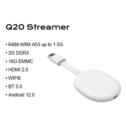BOXPUT Q20 4K HDR TV Stick Allwinner H618 Android 12 Dual‑Band WiFi6 Android TV Launcher Streaming Player Bluetooth Voice Remote