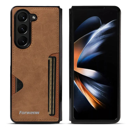 Luxury PU Leather + PC Hold Case for Samsung Galaxy Z Fold 8 Ultra 7 6 5 4 3 Fold7 Fold6 Fold8 Card Slot Phone Cover Etui Coque