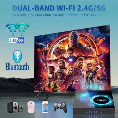 New T95 Android16 Smart Home Theater TV Box Allwinner H616 8GB RAM 256GB ROM  BT 5.4 Netflix Google Ultra HD Smart Media Player