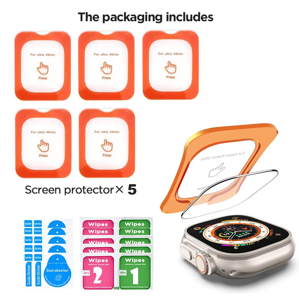 Tempered Glass For Apple Watch Ultra 1/2/3/4 49mm With Alignment Tool Screen Protector For iWatch Ultra 1 2 3 4 49mm Accessories