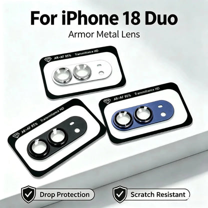 Metal Armor Camera Lens Protector for iPhone 18 Duo Matte Alloy Full Cover Rear Lens Cap Anti-Scratch Shockproof HD Lens Film