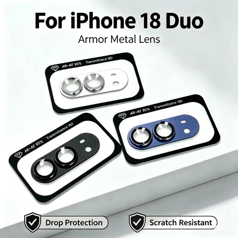Metal Armor Camera Lens Protector for iPhone 18 Duo Matte Alloy Full Cover Rear Lens Cap Anti-Scratch Shockproof HD Lens Film