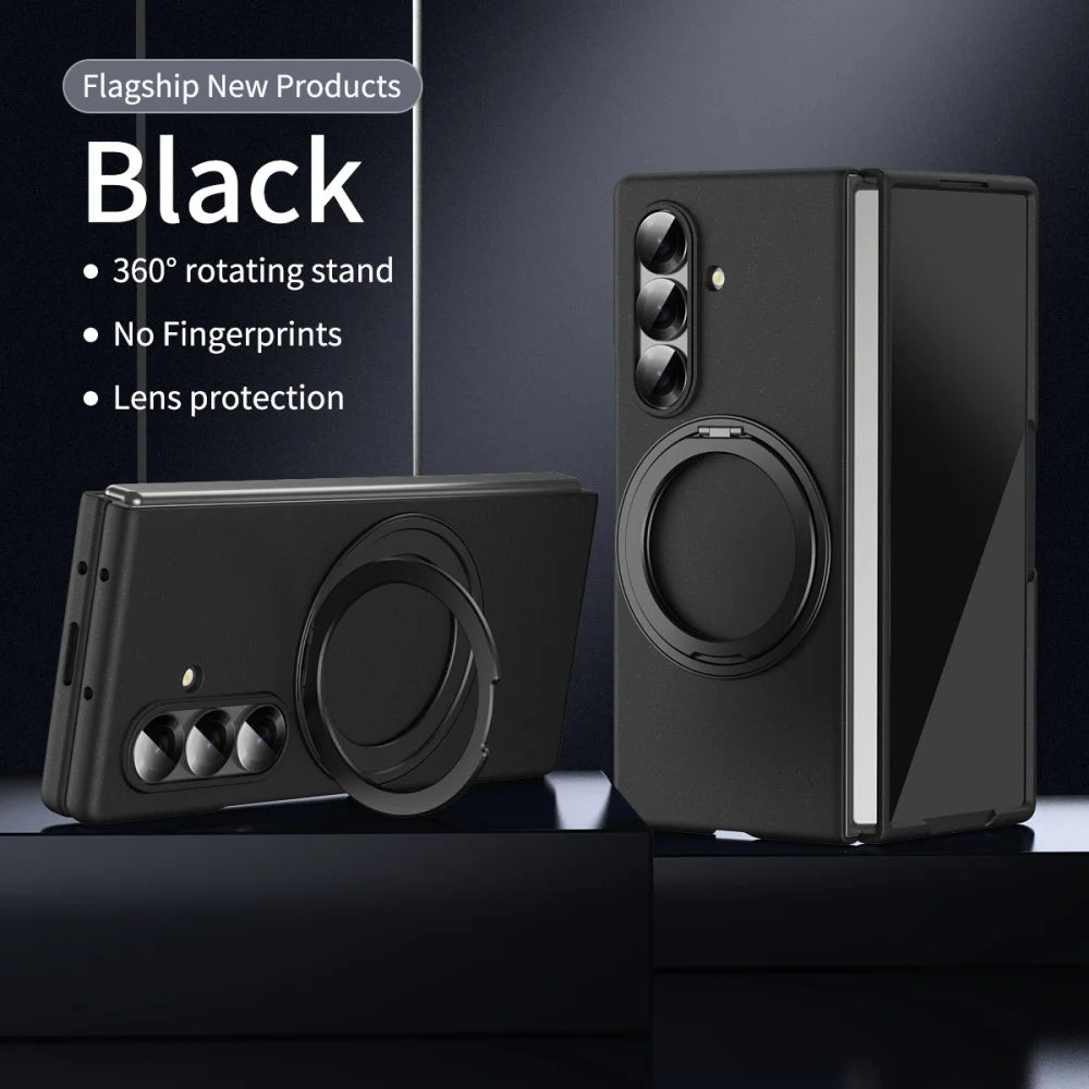 Matte Business Front Film 360° Magnetic Bracket Stand Military Armor Phone Case Samsung Galaxy Z Fold 7 6 5 4  for Magsafe Cover