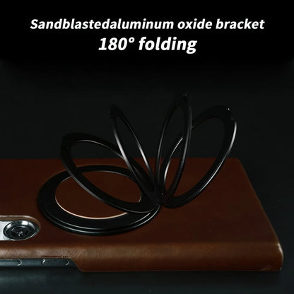 Luxury Genuine Leather Case For Samsung Galaxy S24 Ultra S23 S22 S21FE S20 Note20 S23FE Magnetic Ring Stand Bracket Phone Cases
