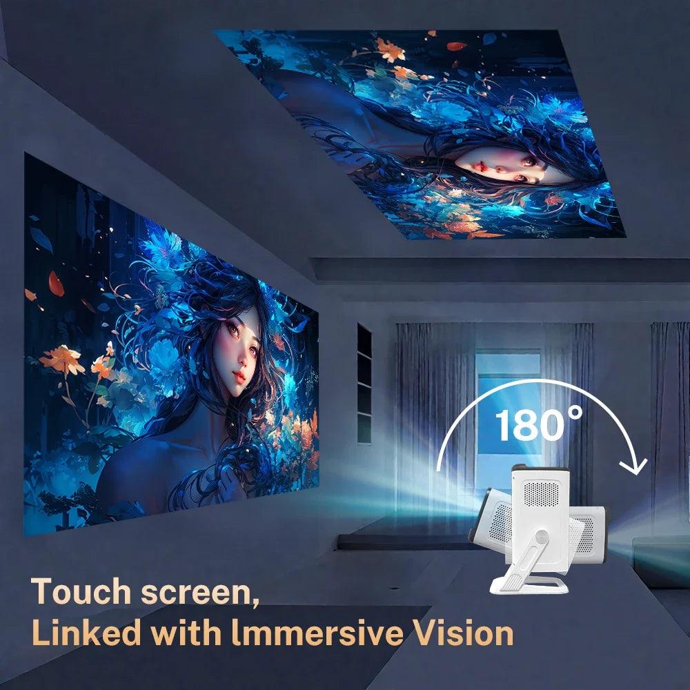 Mini Projector Native 1080P, 4K Decoding, WiFi 6 & BT 5.4, Android TV Short Throw Portable Beamer for Home Theater Outdoor Movie